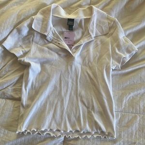 Wild Fable White Button Up Crop Top